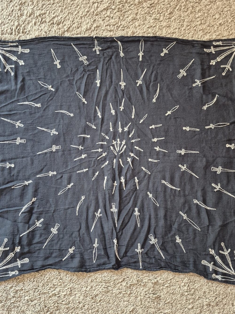 Rag & Bone Dark Navy Blue Dagger Bandana Scarf